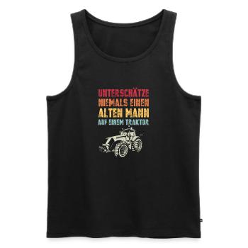 Unterschätze niemals einen alten Mann Traktor - Männer Premium Bio Tank Top - Schwarz - Vorne - Michal (187cm)
