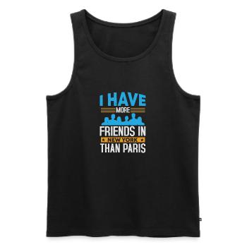 J’AI PLUS D’AMIS À NEW YORK QU’À PARIS - Débardeur bio Premium Homme - noir - Devant - Michal (187cm)