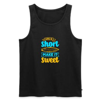 LIFE IS SHORT MAKE IT SWEET - Men's Premium Organic Tank Top - black - Front - Michal (187cm)