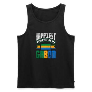 Gabonais Gabon Drapeau Gabonais Le plus heureux quand je suis - Débardeur bio Premium Homme - noir - Devant - Michal (187cm)