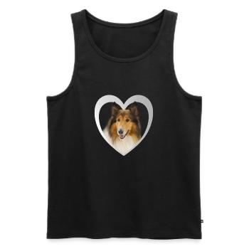 Collie - Hundeliebhaber - Hund im Herzen - Männer Premium Bio Tank Top - Schwarz - Vorne - Michal (187cm)