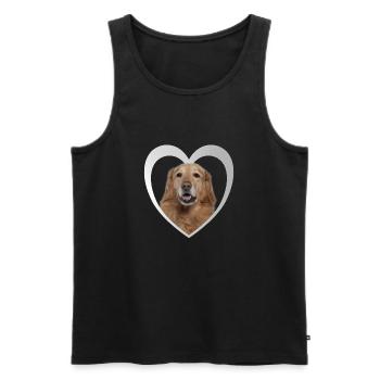 Hovawart Heart - J’aime Hovawart - Débardeur bio Premium Homme - noir - Devant - Michal (187cm)