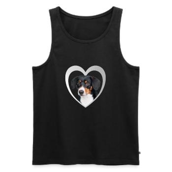 Entlebucher Mountain Dog Heart - J’aime Entlebucher - Débardeur bio Premium Homme - noir - Devant - AI Model Male 178 light (178cm)
