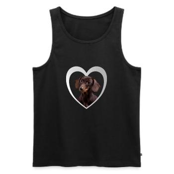 Teckel - Amoureux des chiens - Cœur de chien - Débardeur bio Premium Homme - noir - Devant - Michal (187cm)