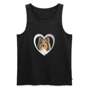 Sheltie - Dog Lover - Dog Heart - Men's Premium Organic Tank Top - black - Front - AI Model Male 178 light (178cm)