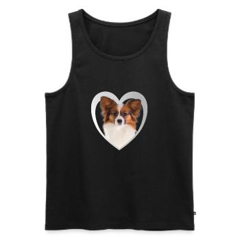 Papillon - Hundeliebhaber - Hunde Herz - Männer Premium Bio Tank Top - Schwarz - Vorne - Michal (187cm)