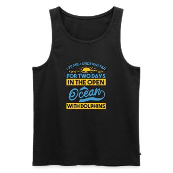 FOR TWODAYS IN THE OPEN OCEAN WITH DOLPHINS - Men's Premium Organic Tank Top - black - Front - Michal (187cm)