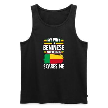 Béninois Bénin Drapeau Béninois Citation - Débardeur bio Premium Homme - noir - Devant - Michal (187cm)