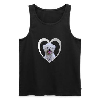 Bichon Frise Heart - I love Bichon Frise - Men's Premium Organic Tank Top - black - Front - Michal (187cm)