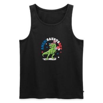 Dinosaure 4 juillet US Amerisaurus T Rex Amérique - Débardeur bio Premium Homme - noir - Devant - Michal (187cm)