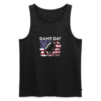 Jour de match US Flag American Football Lovers - Débardeur bio Premium Homme - noir - Devant - Michal (187cm)