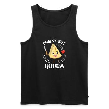 Gouda Cheesy Cheese Obsession Cheese Addiction Käelaib - Débardeur bio Premium Homme - noir - Devant - AI Model Male 178 light (178cm)