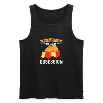 Gouda Obsession Cheese Addiction Cheese - Débardeur bio Premium Homme - noir - Devant - AI Model Male 178 light (178cm)