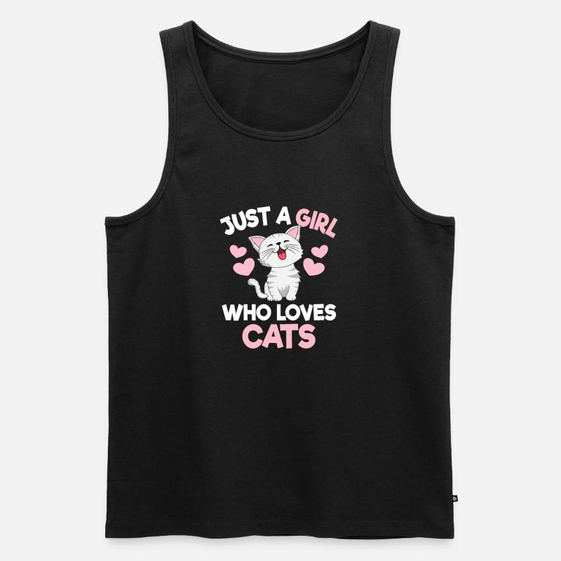 Nur ein Mädchen, das Katzen liebt Katzenliebhaber Nette Cata Katze - Männer Premium Bio Tank Top - Schwarz