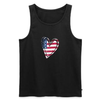 Drapeau des États-Unis Cœur patriotique américain - Débardeur bio Premium Homme - noir - Devant - Michal (187cm)