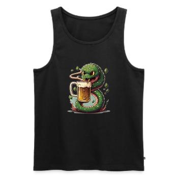 Cool Beer Snake Comic Illustration - Débardeur bio Premium Homme - noir - Devant - AI Model Male 178 light (178cm)
