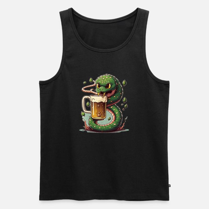 Coole Bier Schlange Comic Illustration - Männer Premium Bio Tank Top - Schwarz