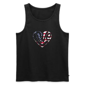 Love American Flag Heart July 4 U.S. Love - Men's Premium Organic Tank Top - black - Front - Michal (187cm)