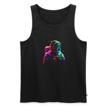 Outer Space Line Art Colorful Fun Spaceman - Men's Premium Organic Tank Top - black - Front - AI Model Male 178 light (178cm)