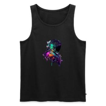 Outer Space Drippin Paint Art Fun Spaceman - Men's Premium Organic Tank Top - black - Front - AI Model Male 178 light (178cm)