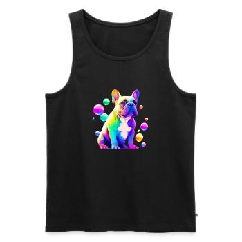Französische Bulldogge Bunte Kunst Blasen Malerei - Männer Premium Bio Tank Top - Schwarz - Vorne - Michal (187cm)