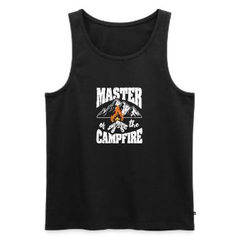 Maître du feu de camp Fun Outdoor Adventures - Débardeur bio Premium Homme - noir - Devant - Michal (187cm)