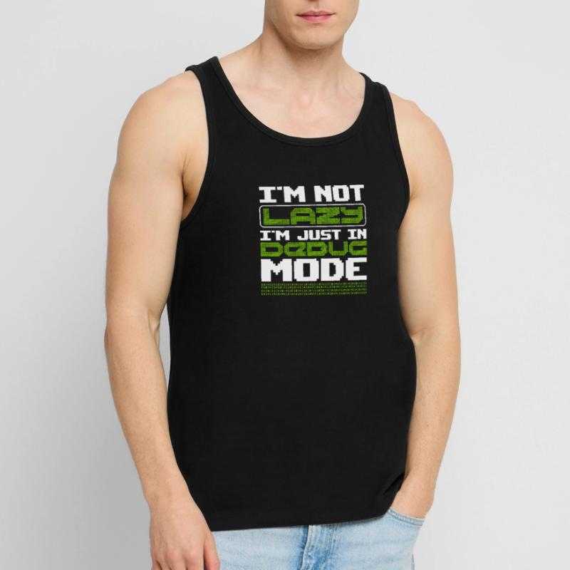 Nicht faul im Debug-Modus Algorithmus-Programmiercode Männer Premium Bio Tank Top