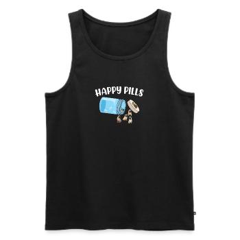 Happy Pills Pug Funny Dog Lover Humor Pet Cool - Men's Premium Organic Tank Top - black - Front - Michal (187cm)
