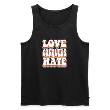 Love Conquers Hate Pride Rainbow LGBTQ+ - Men's Premium Organic Tank Top - black - Front - Michal (187cm)