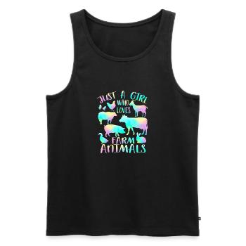 Nur ein Mädchen, das Nutztiere liebt - Männer Premium Bio Tank Top - Schwarz - Vorne - AI Model Male 178 light (178cm)
