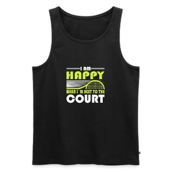 Tennis Saying Happy When in Next To The Court - Men's Premium Organic Tank Top - black - Front - Michal (187cm)
