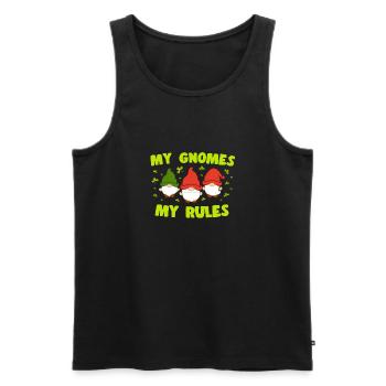 My Gnomes My Rules Loverleaf Elf Garden Miniature - Men's Premium Organic Tank Top - black - Front - Michal (187cm)