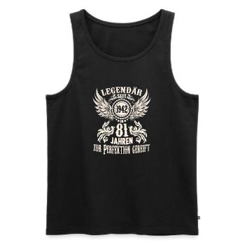 81 Jahre Geburtstag Ehrentags Wiegenfest Sprüche - Männer Premium Bio Tank Top - Schwarz - Vorne - AI Model Male 178 light (178cm)