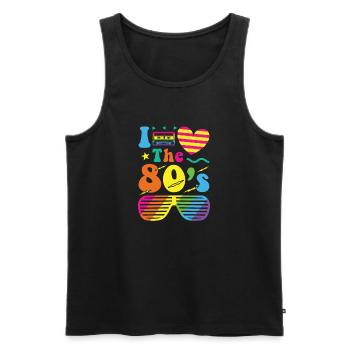 80s retro vintage costume year 80 love - Men's Premium Organic Tank Top - black - Front - AI Model Male 178 light (178cm)