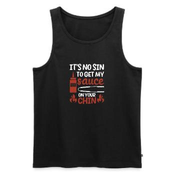 Es ist keine Sünde, meine Soße auf dein Kinn - Männer Premium Bio Tank Top - Schwarz - Vorne - Michal (187cm)