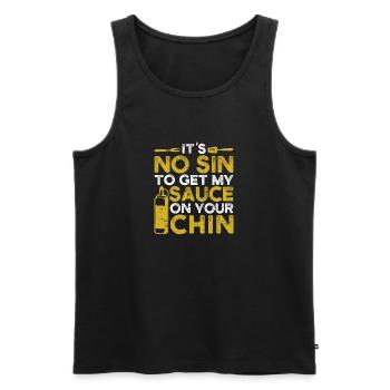 Es ist keine Sünde, meine Soße auf dein Kinn - Männer Premium Bio Tank Top - Schwarz - Vorne - Michal (187cm)