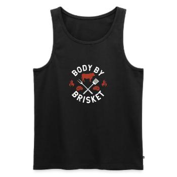 Body By Brisket Funny BBQ Lover Smoker Grilling - Men's Premium Organic Tank Top - black - Front - Michal (187cm)