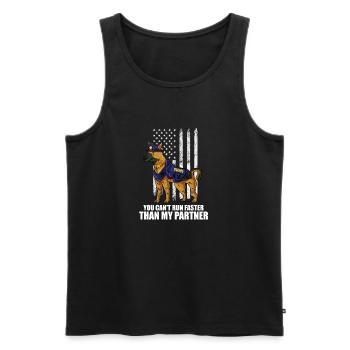 vous ne pouvez pas courir plus vite que mon partenaire Design - Débardeur bio Premium Homme - noir - Devant - AI Model Male 178 light (178cm)