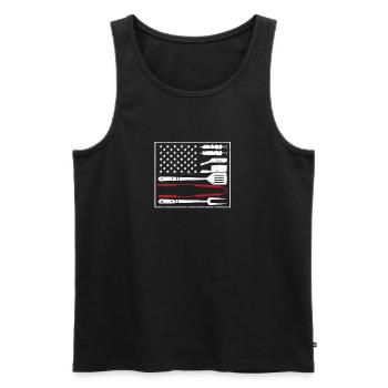 Amerikanische Flagge Grillen USA Patriotisch BBQ - Männer Premium Bio Tank Top - Schwarz - Vorne - AI Model Male 178 light (178cm)