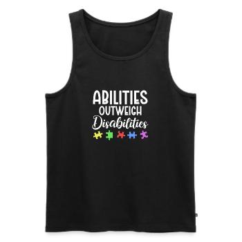 Autism awareness - abilities predominate - Men's Premium Organic Tank Top - black - Front - AI Model Male 178 light (178cm)