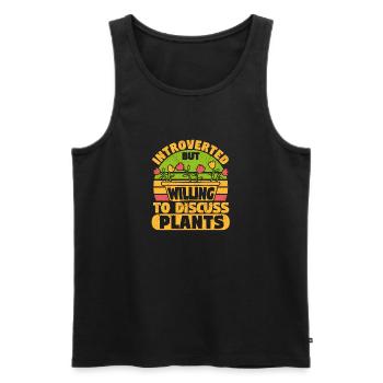 Introverted, but keen to discuss plants - Men's Premium Organic Tank Top - black - Front - Michal (187cm)