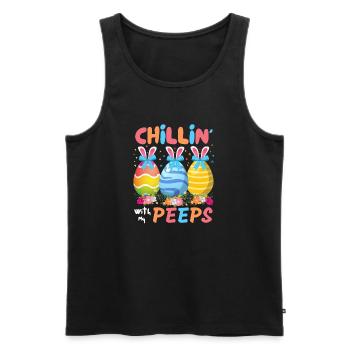 Chillin With My Peeps, Funny Easter Bunny - Men's Premium Organic Tank Top - black - Front - AI Model Male 178 light (178cm)