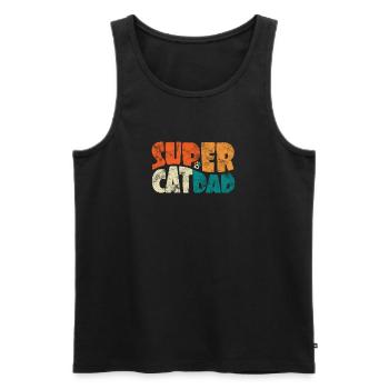 Super Cat Dad for the Best Cat Dad Ever Retro - Men's Premium Organic Tank Top - black - Front - AI Model Male 178 light (178cm)