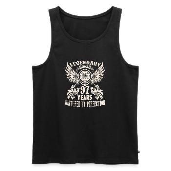 97 years birthday special day cradle festival sayings - Men's Premium Organic Tank Top - black - Front - AI Model Male 178 light (178cm)