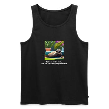 Lustiges T Shirt / Lustige Sprüche - Morgenmuffel - Männer Premium Bio Tank Top - Schwarz - Vorne - Michal (187cm)