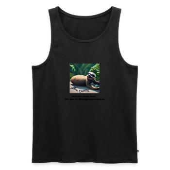 Lustiges Shirt / Lustige Sprüche - Faultier Spruch - Männer Premium Bio Tank Top - Schwarz - Vorne - Michal (187cm)