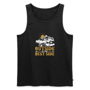Draußen ist das beste Seitenzelt Camping Geocache - Männer Premium Bio Tank Top - Schwarz - Vorne - AI Model Male 178 light (178cm)