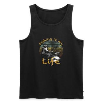 La pêche est ma vie - Débardeur bio Premium Homme - noir - Devant - Michal (187cm)
