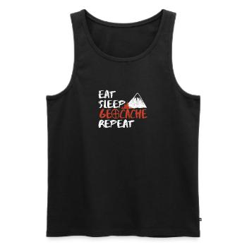 Eat Sleep Geocache Repeat Geocaching Outdoor - Men's Premium Organic Tank Top - black - Front - Michal (187cm)