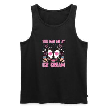 Tu m’as eu à la crème glacée dessert popsicle lovers - Débardeur bio Premium Homme - noir - Devant - Michal (187cm)